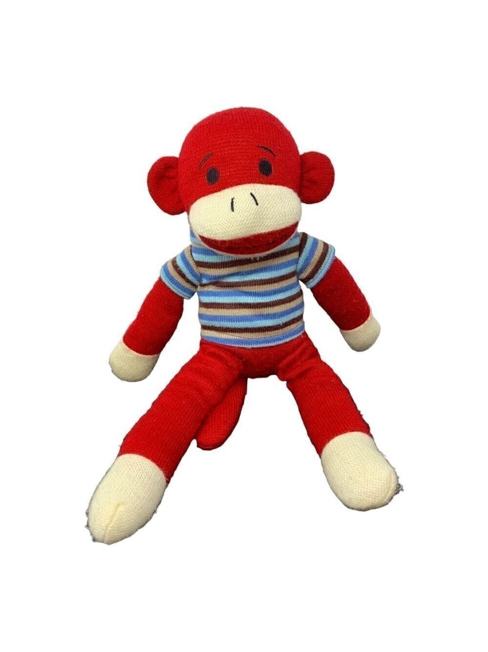 Sock Monkey Dan Dee Red Striped Shirt 18" Collectors Choice Plush Stuffed Animal